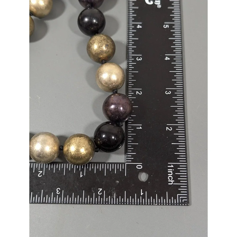 Bronze‎ Tone Black Bead Chunky Magnetic Clasp Rhinestone Necklace Bracelet Set